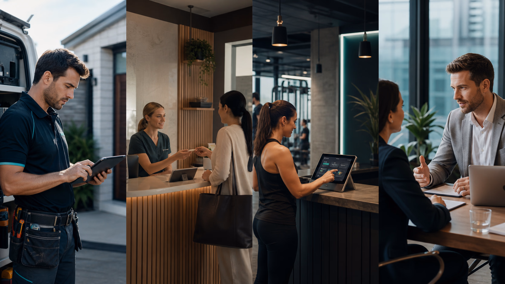 Four local business technology scenes for trades, medical, fitness and professional services